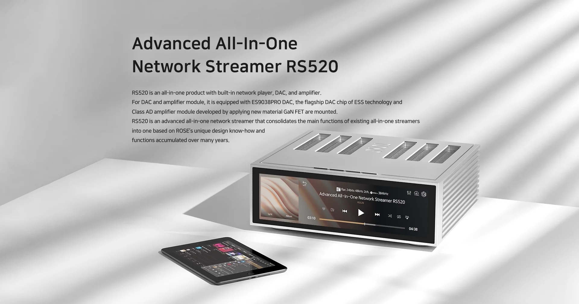 HiFi Rose RS520. Streaming-Verstärker mit gigantischem Touchscreen.