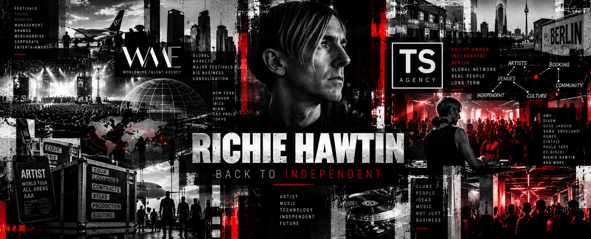 FM!network Artwork zu Richie Hawtins Wechsel von WME zur Berliner TS Agency und unabhängigen Booking-Strukturen